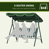 Steel 3 Seater Garden Swing Chair With Adjustable Canopy - Velmora