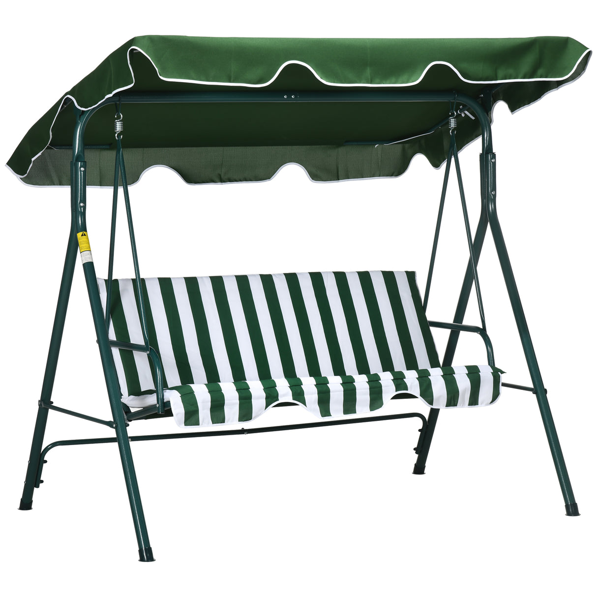 Steel 3 Seater Garden Swing Chair With Adjustable Canopy - Velmora