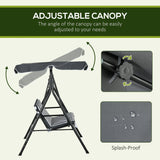 Steel 3 Seater Garden Swing Chair With Adjustable Canopy - Velmora
