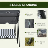 Steel 3 Seater Garden Swing Chair With Adjustable Canopy - Velmora