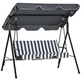 Steel 3 Seater Garden Swing Chair With Adjustable Canopy - Velmora