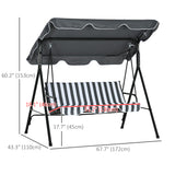 Steel 3 Seater Garden Swing Chair With Adjustable Canopy - Velmora