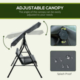 Steel 3 Seater Garden Swing Chair With Adjustable Canopy - Velmora