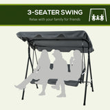 Steel 3 Seater Garden Swing Chair With Adjustable Canopy - Velmora