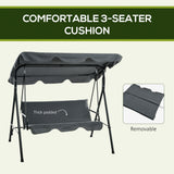 Steel 3 Seater Garden Swing Chair With Adjustable Canopy - Velmora