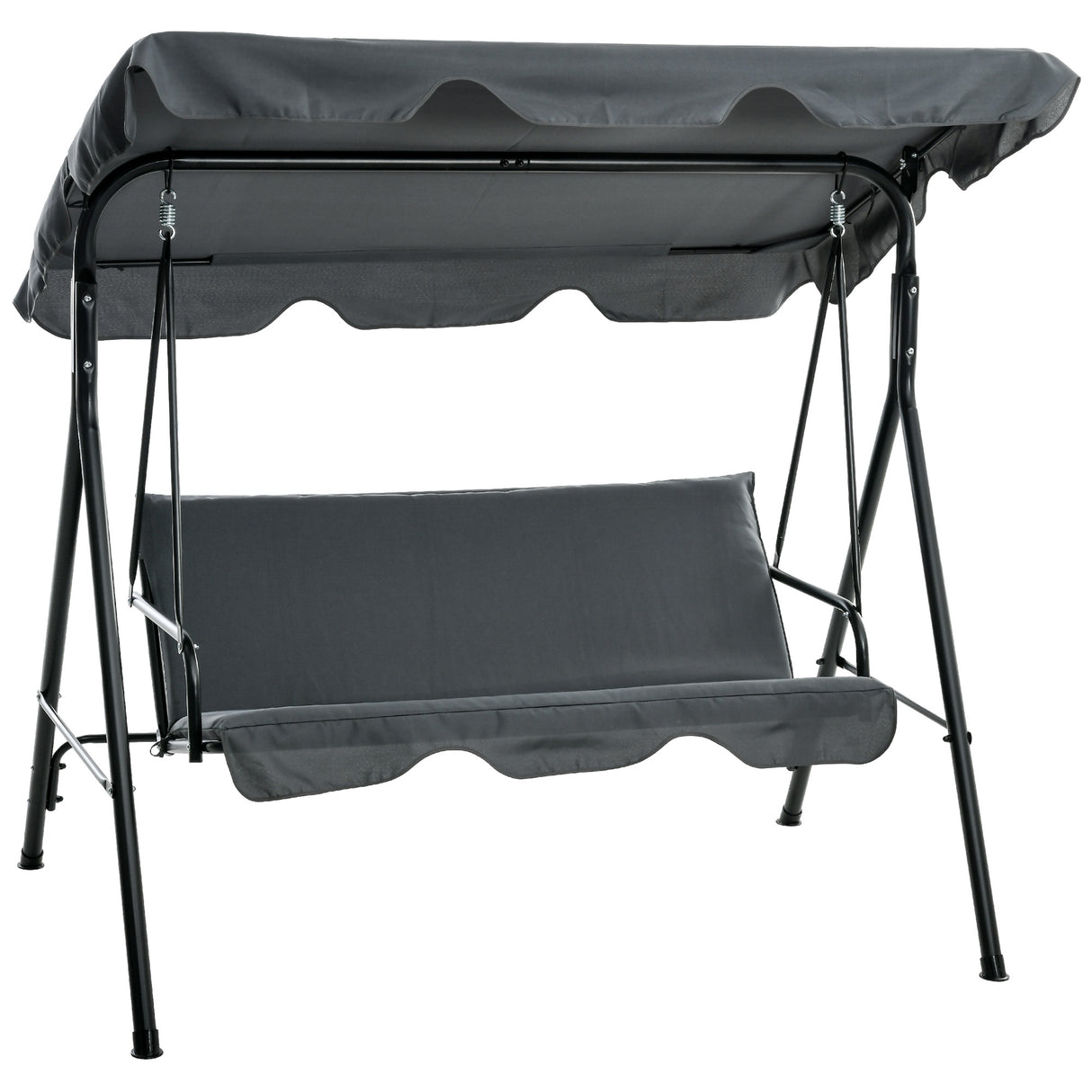 Steel 3 Seater Garden Swing Chair With Adjustable Canopy - Velmora
