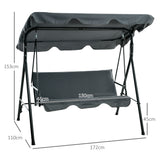 Steel 3 Seater Garden Swing Chair With Adjustable Canopy - Velmora