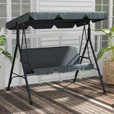 Steel 3 Seater Garden Swing Chair With Adjustable Canopy - Velmora