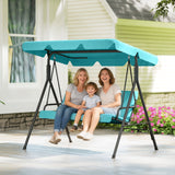 Steel 3 Seater Garden Swing Chair With Adjustable Canopy - Velmora