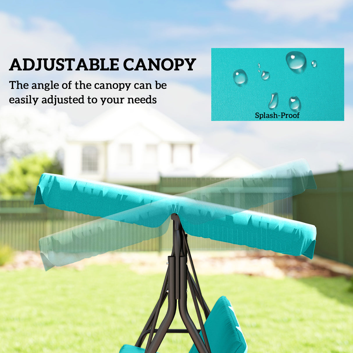 Steel 3 Seater Garden Swing Chair With Adjustable Canopy - Velmora