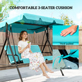 Steel 3 Seater Garden Swing Chair With Adjustable Canopy - Velmora