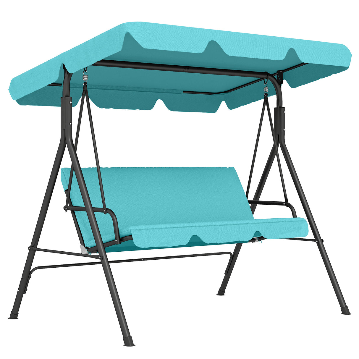 Steel 3 Seater Garden Swing Chair With Adjustable Canopy - Velmora