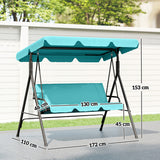 Steel 3 Seater Garden Swing Chair With Adjustable Canopy - Velmora