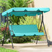 Steel 3 Seater Garden Swing Chair With Adjustable Canopy - Velmora