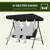 Steel 3 Seater Garden Swing Chair With Adjustable Canopy - Velmora