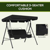 Steel 3 Seater Garden Swing Chair With Adjustable Canopy - Velmora