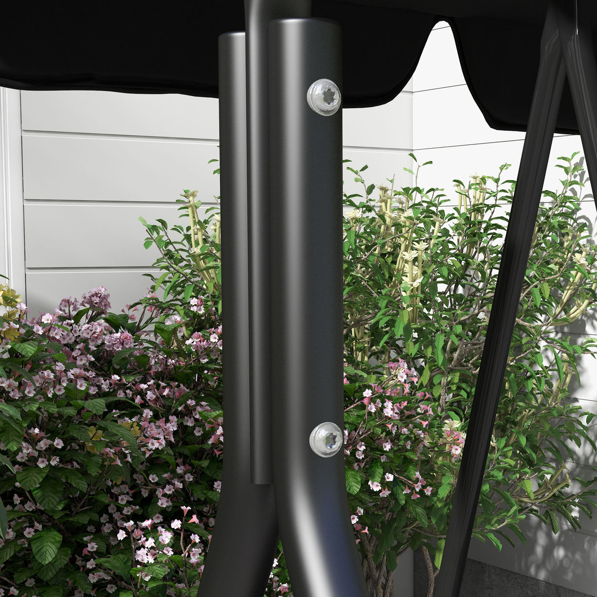 Steel 3 Seater Garden Swing Chair With Adjustable Canopy - Velmora