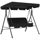 Steel 3 Seater Garden Swing Chair With Adjustable Canopy - Velmora
