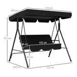 Steel 3 Seater Garden Swing Chair With Adjustable Canopy - Velmora