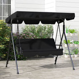 Steel 3 Seater Garden Swing Chair With Adjustable Canopy - Velmora