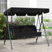 Steel 3 Seater Garden Swing Chair With Adjustable Canopy - Velmora