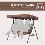 Steel 3 Seater Garden Swing Chair With Adjustable Canopy - Velmora