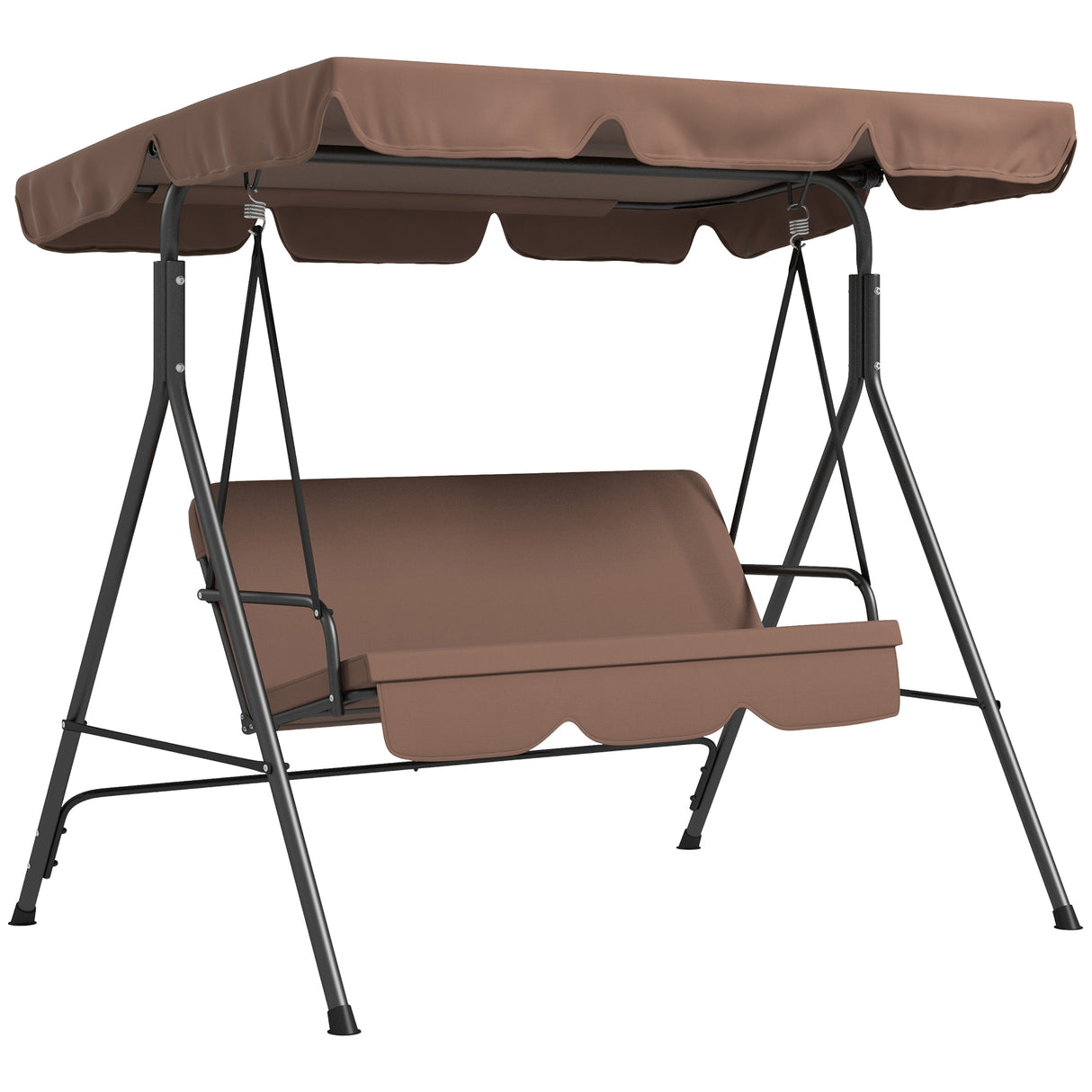 Steel 3 Seater Garden Swing Chair With Adjustable Canopy - Velmora