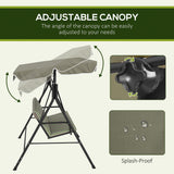 Steel 3 Seater Garden Swing Chair With Adjustable Canopy - Velmora