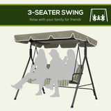 Steel 3 Seater Garden Swing Chair With Adjustable Canopy - Velmora