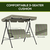 Steel 3 Seater Garden Swing Chair With Adjustable Canopy - Velmora