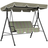 Steel 3 Seater Garden Swing Chair With Adjustable Canopy - Velmora