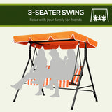 Steel 3 Seater Garden Swing Chair With Adjustable Canopy - Velmora