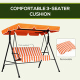 Steel 3 Seater Garden Swing Chair With Adjustable Canopy - Velmora