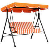Steel 3 Seater Garden Swing Chair With Adjustable Canopy - Velmora