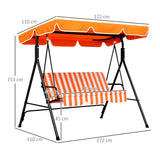 Steel 3 Seater Garden Swing Chair With Adjustable Canopy - Velmora