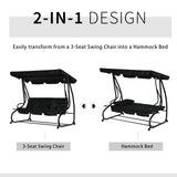 Steel 3 Seater Garden Swing Chair Bed With Adjustable Canopy - Velmora