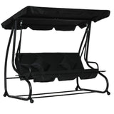 Steel 3 Seater Garden Swing Chair Bed With Adjustable Canopy - Velmora