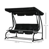 Steel 3 Seater Garden Swing Chair Bed With Adjustable Canopy - Velmora