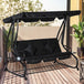 Steel 3 Seater Garden Swing Chair Bed With Adjustable Canopy - Velmora