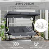 Steel 3 Seater Garden Swing Chair Bed With Adjustable Canopy - Velmora