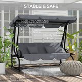 Steel 3 Seater Garden Swing Chair Bed With Adjustable Canopy - Velmora