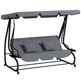 Steel 3 Seater Garden Swing Chair Bed With Adjustable Canopy - Velmora