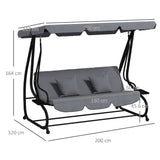 Steel 3 Seater Garden Swing Chair Bed With Adjustable Canopy - Velmora