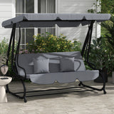 Steel 3 Seater Garden Swing Chair Bed With Adjustable Canopy - Velmora