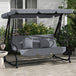 Steel 3 Seater Garden Swing Chair Bed With Adjustable Canopy - Velmora