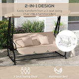 Steel 3 Seater Garden Swing Chair Bed With Adjustable Canopy - Velmora