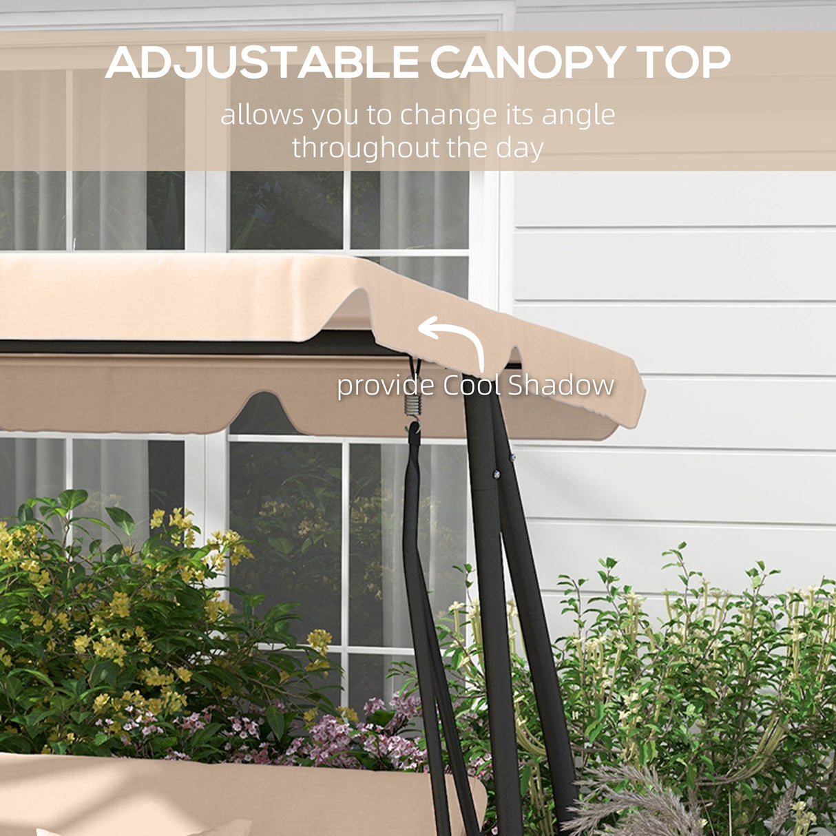 Steel 3 Seater Garden Swing Chair Bed With Adjustable Canopy - Velmora