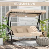 Steel 3 Seater Garden Swing Chair Bed With Adjustable Canopy - Velmora