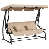 Steel 3 Seater Garden Swing Chair Bed With Adjustable Canopy - Velmora