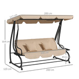 Steel 3 Seater Garden Swing Chair Bed With Adjustable Canopy - Velmora